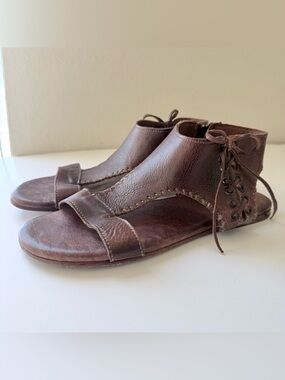 Bed Stu leather gladiator ankle zip sandal brown 8